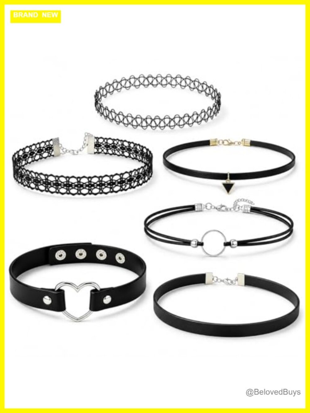 Gothic Lace Choker Set 6 Adjustable Punk Grunge Necklaces